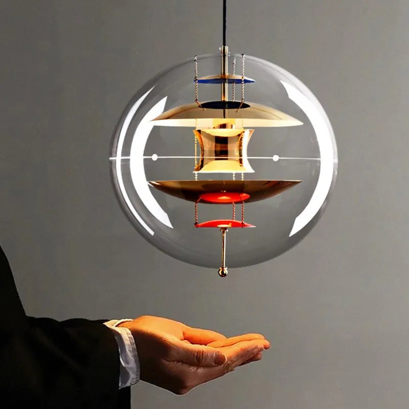 Danish Globe Gold Pendant Light | Modern Spherical LED Chandelier