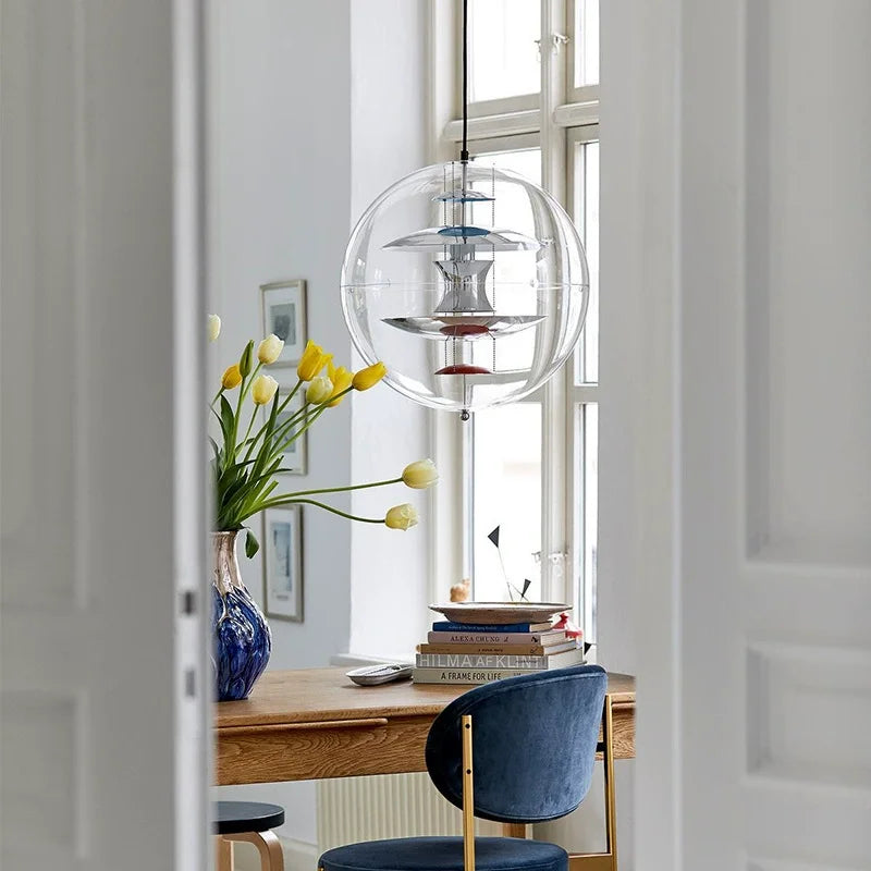 Danish Globe Gold Pendant Light | Modern Spherical LED Chandelier