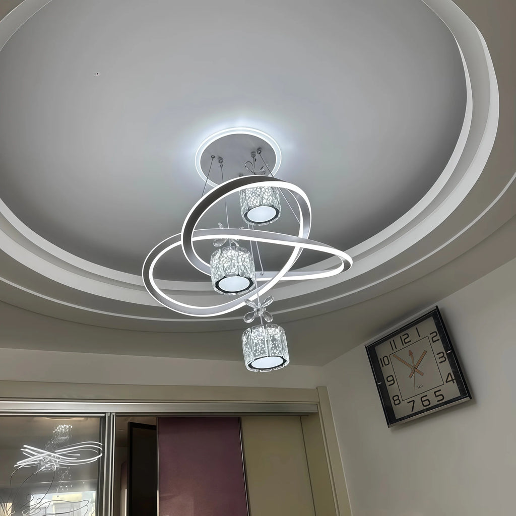 Modern Crystal Ceiling Light with Adjustable LED