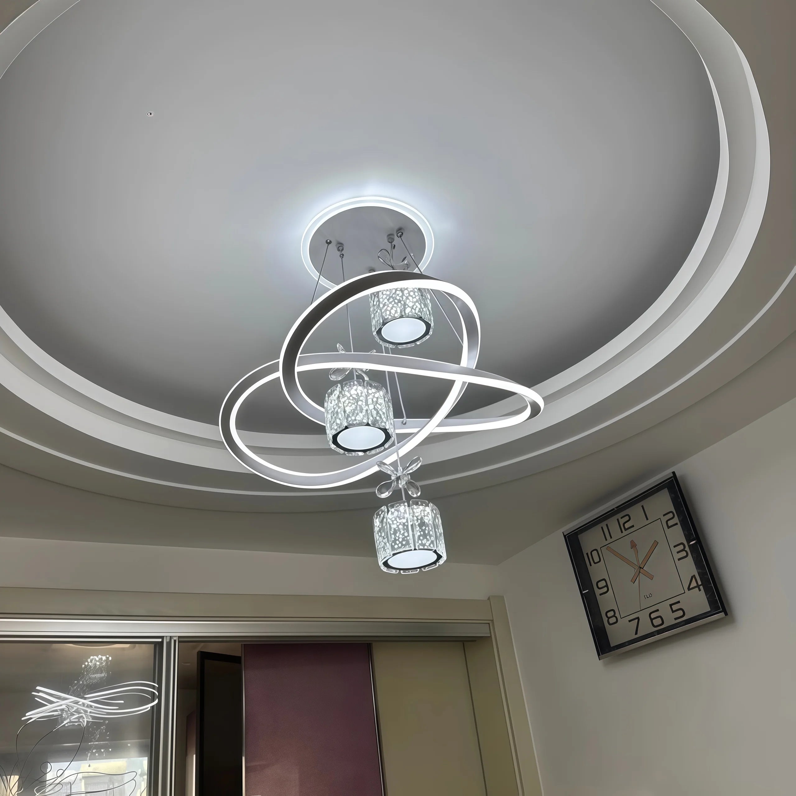 Modern Crystal Ceiling Light with Adjustable LED