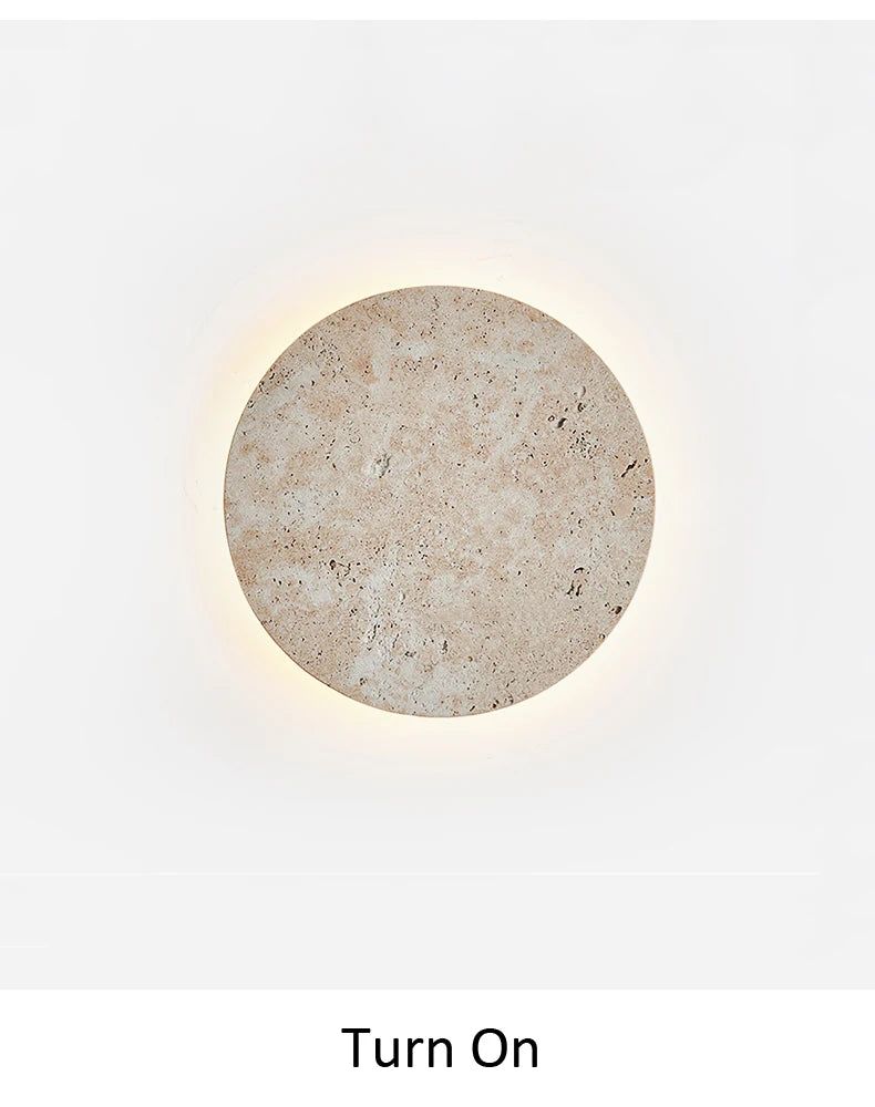 Natural Yellow Stone LED Wall Sconce – Nordic Wabi-Sabi Travertine Effect Light