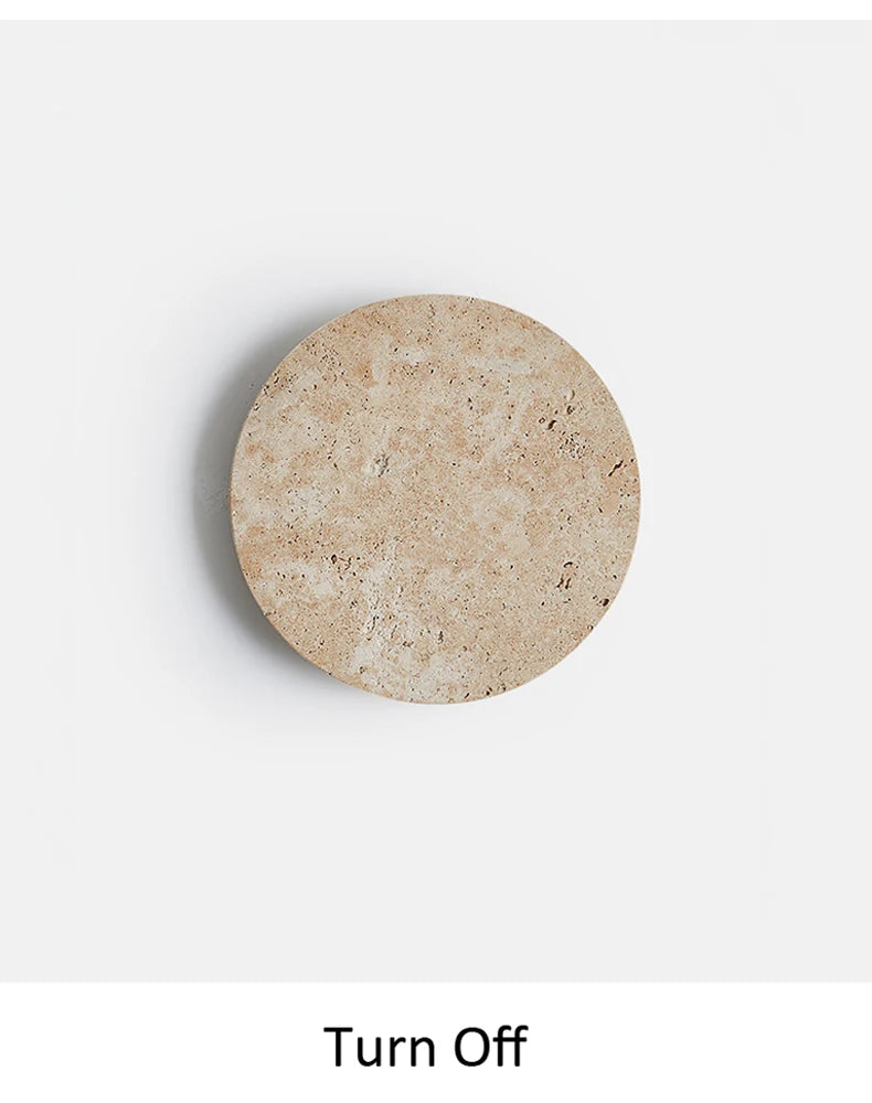 Natural Yellow Stone LED Wall Sconce – Nordic Wabi-Sabi Travertine Effect Light