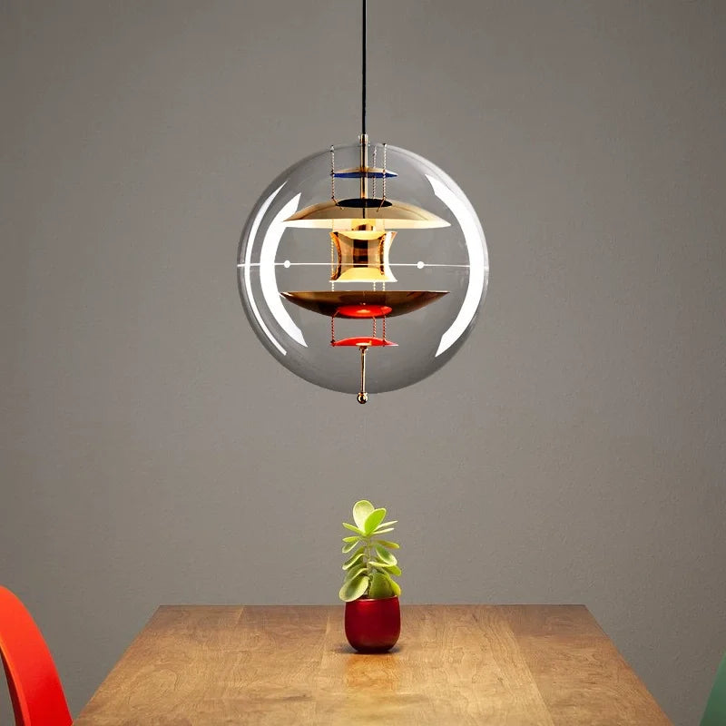 Danish Globe Gold Pendant Light | Modern Spherical LED Chandelier