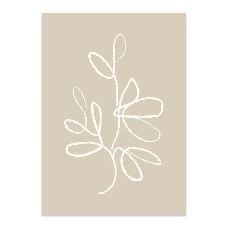 Boho Matisse Beige Line Art Canvas – Minimalist Wall Print