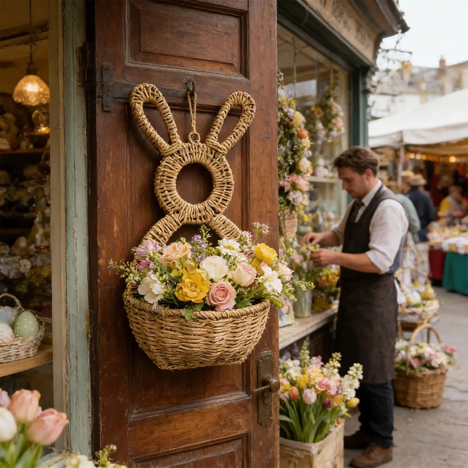 Easter Bunny Hanging Flower Basket
