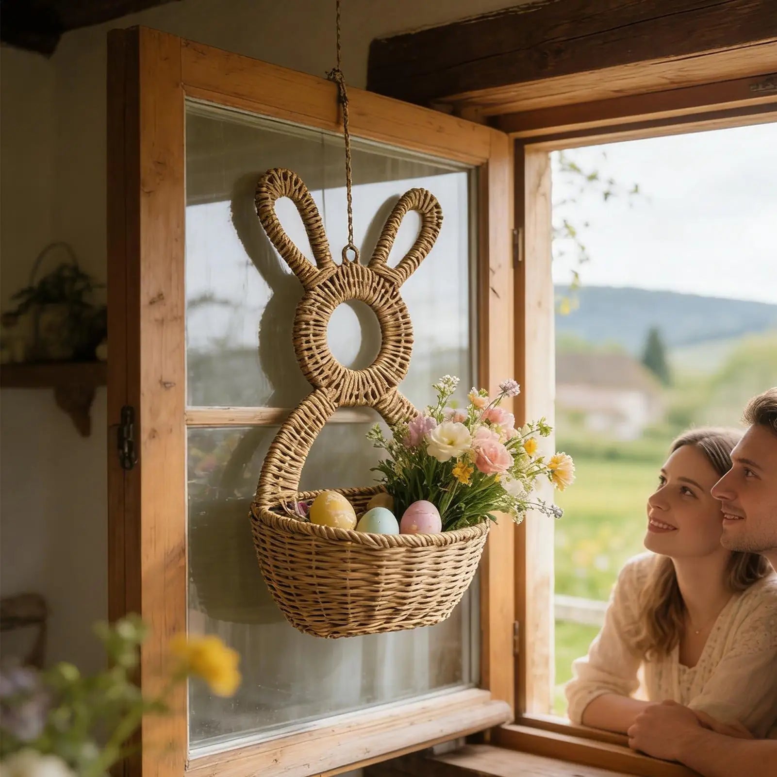 Easter Bunny Hanging Flower Basket