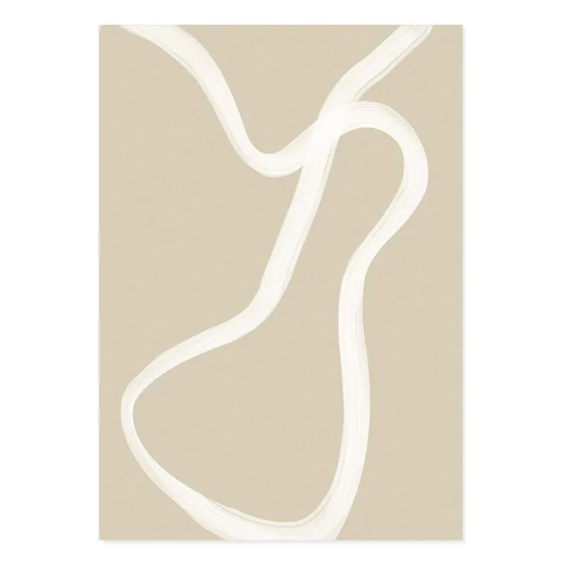 Boho Matisse Beige Line Art Canvas – Minimalist Wall Print