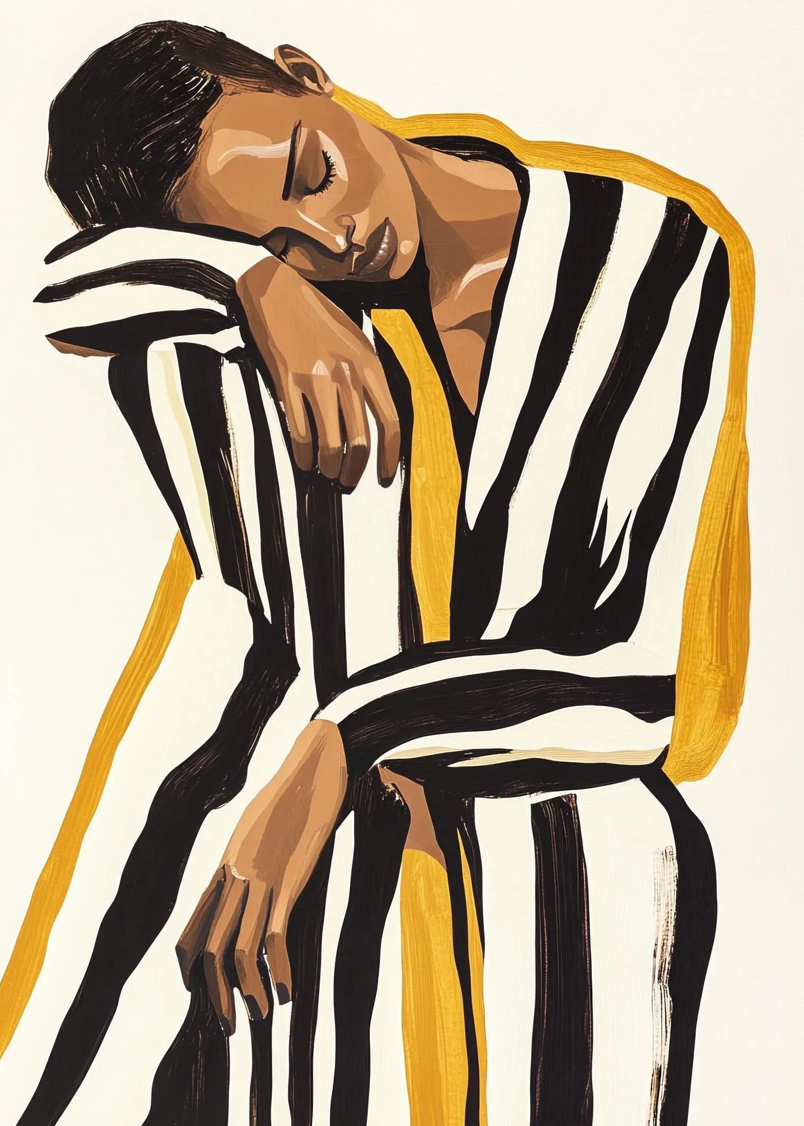 Minimalist Woman & Black Cat Line Art Print – Modern Black & White Wall Decor