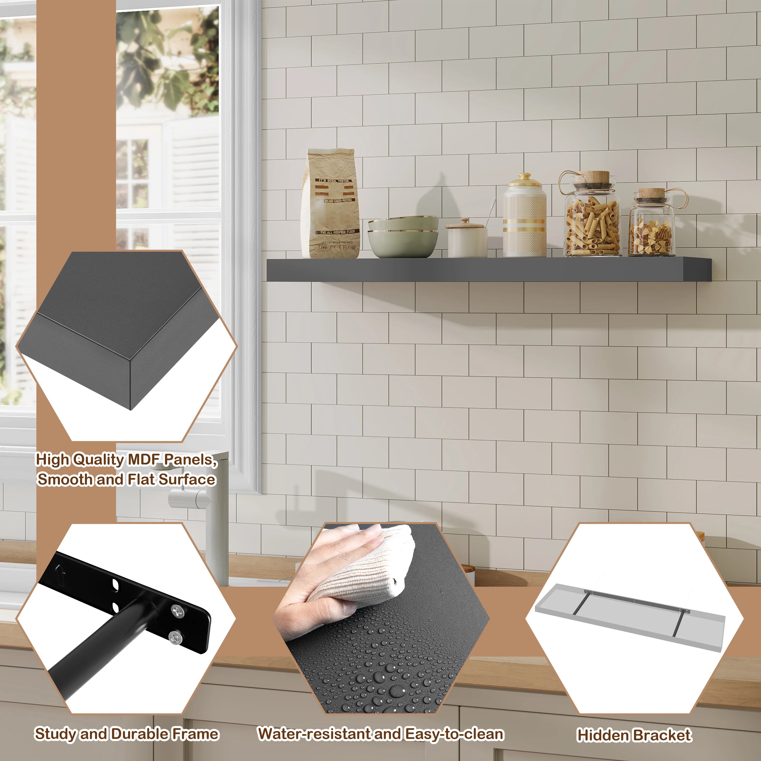 Modern Wall-Mounted Wooden Shelf