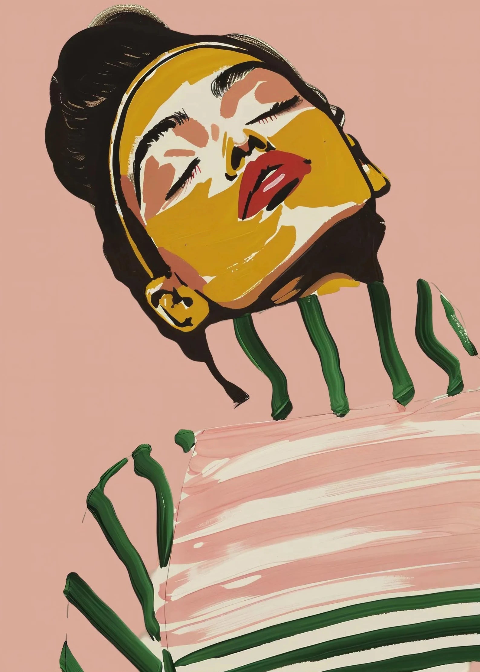 Minimalist Woman & Black Cat Line Art Print – Modern Black & White Wall Decor