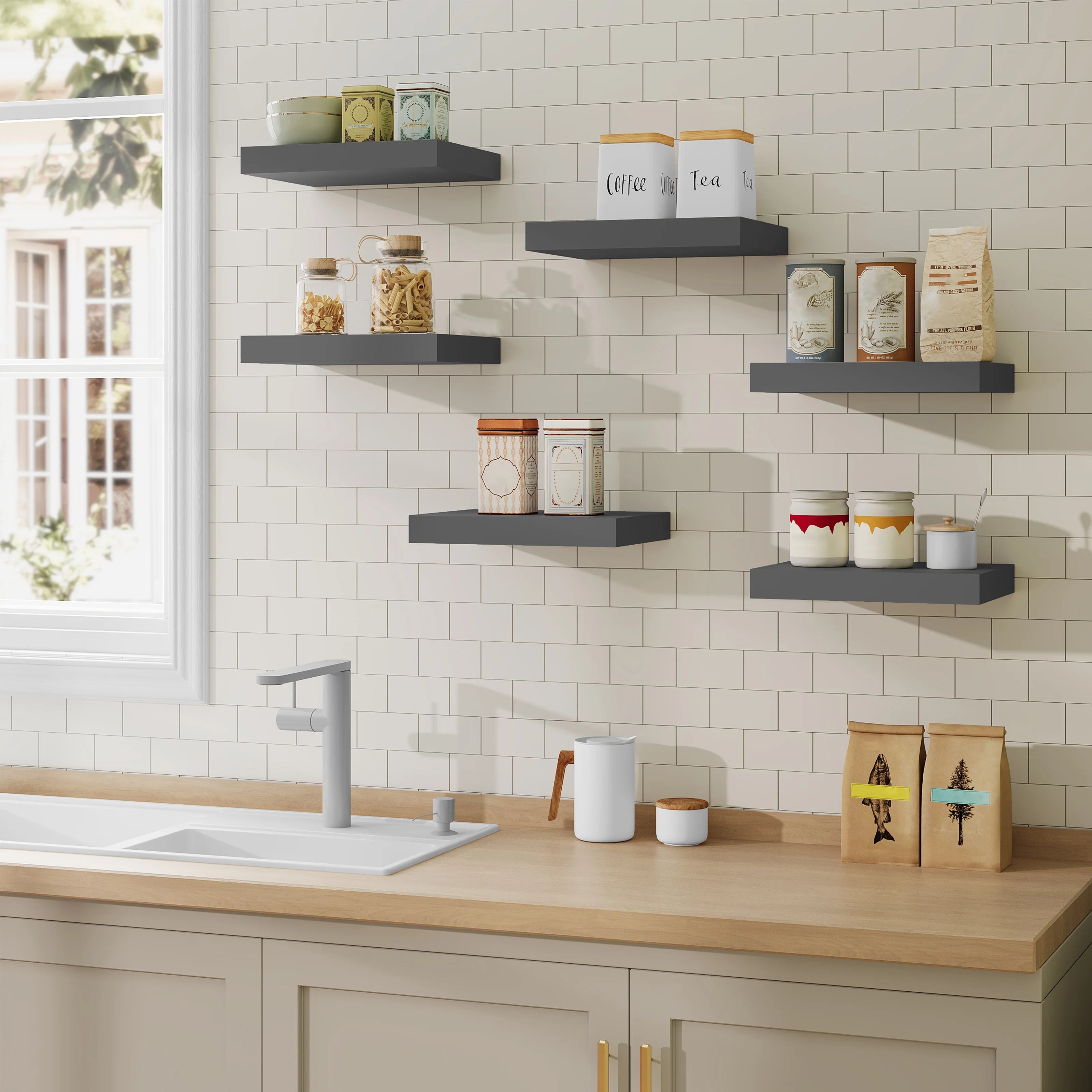 Modern Wall-Mounted Wooden Shelf