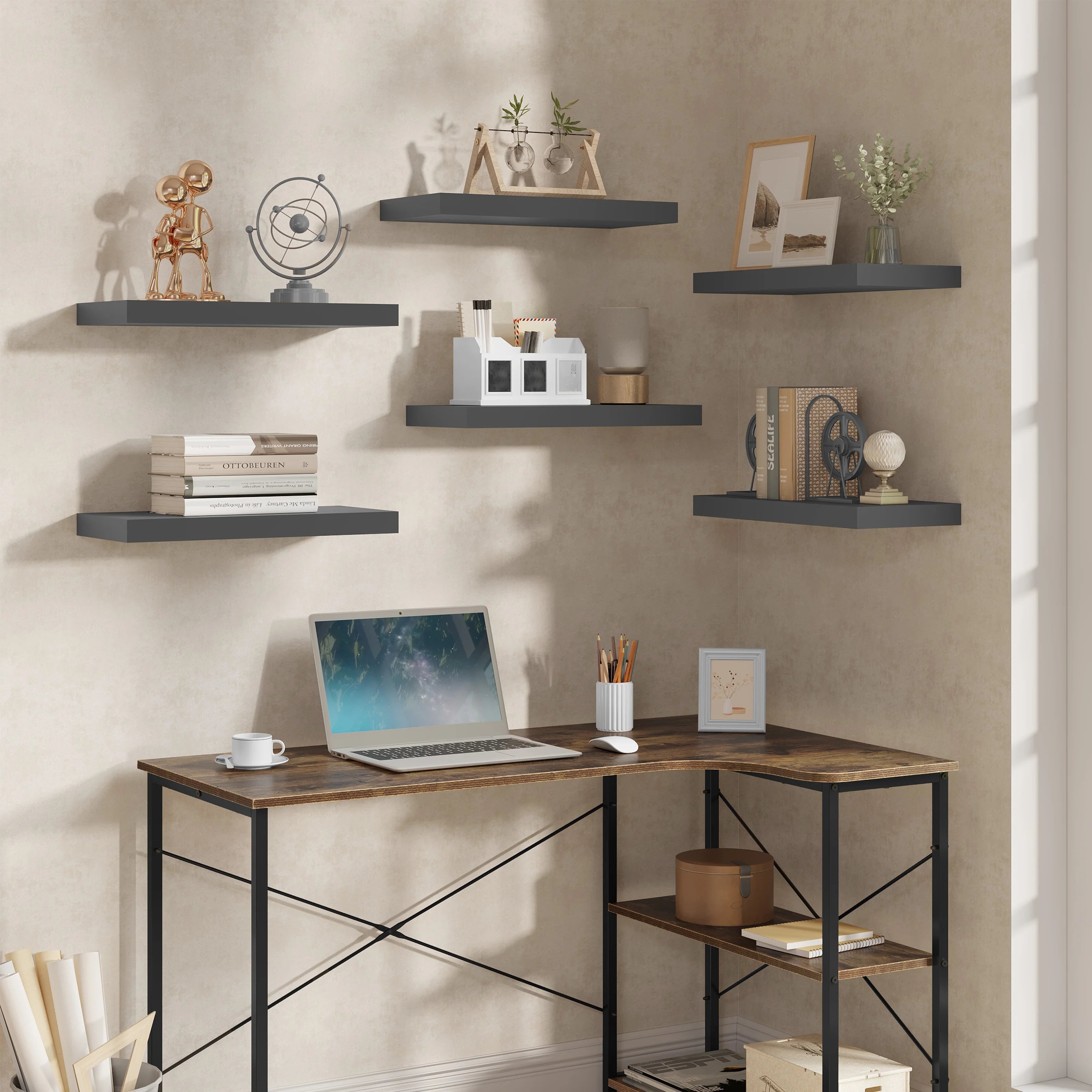 Modern Wall-Mounted Wooden Shelf