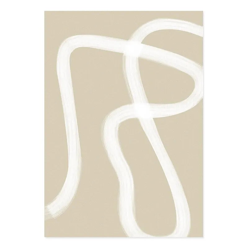 Boho Matisse Beige Line Art Canvas – Minimalist Wall Print