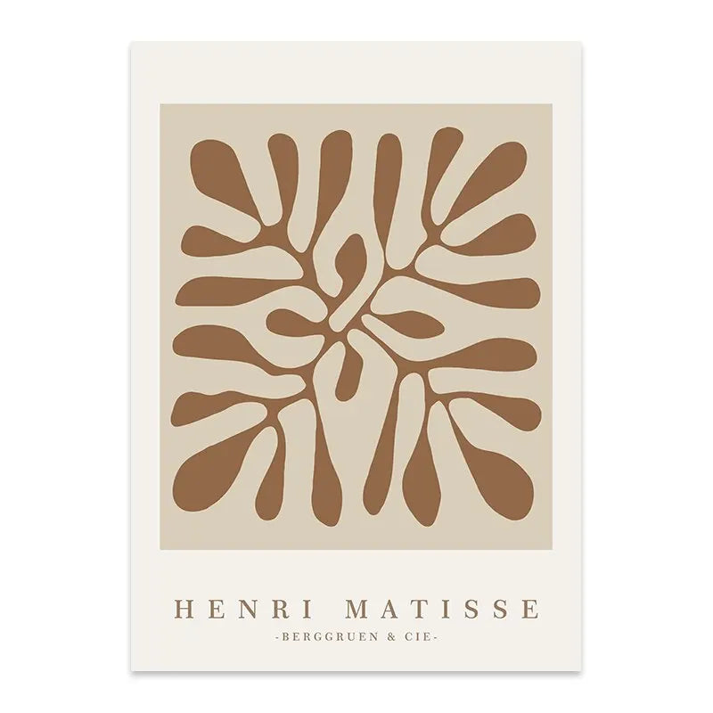 Boho Matisse Beige Line Art Canvas – Minimalist Wall Print