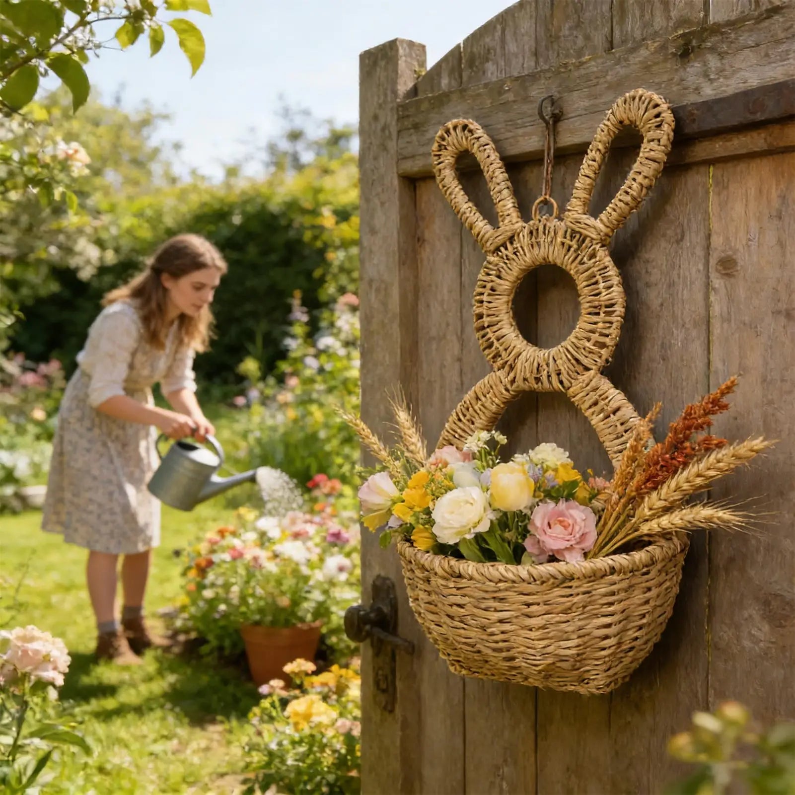Easter Bunny Hanging Flower Basket